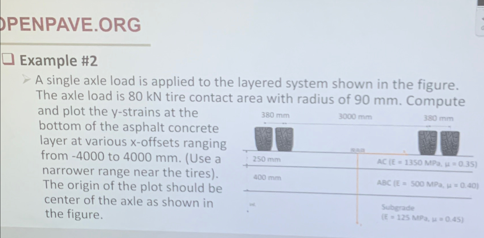 PENPAVE.ORG Example # 2 A single axle load is