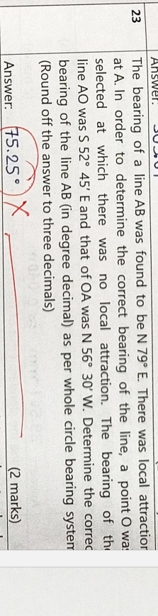 2 3 The bearing of a line A B was found to be N 7