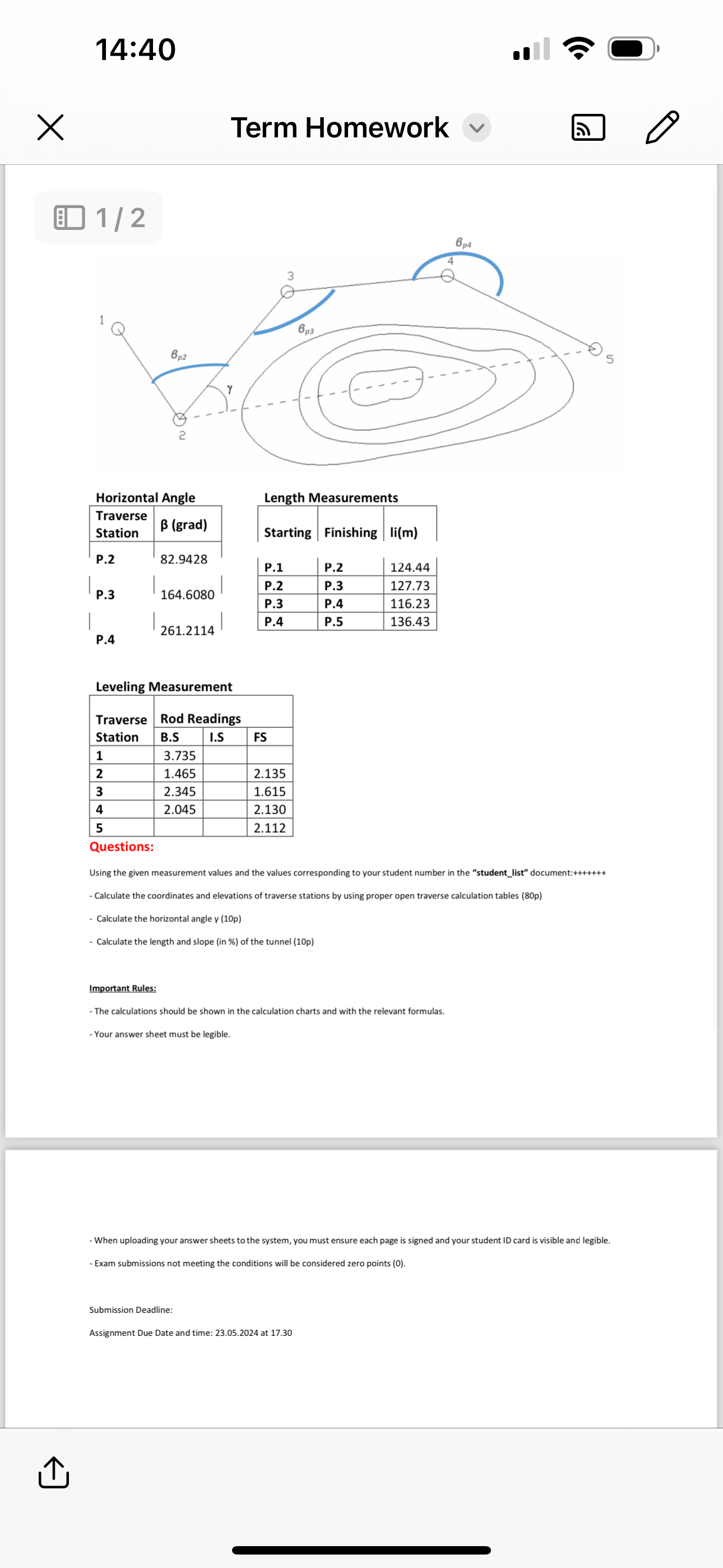 1 4 : 4 0 Term Homework 1 2 Length Measurements \