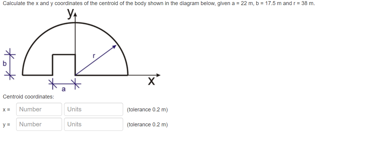 Calculate the x and y coordinates of the centroid