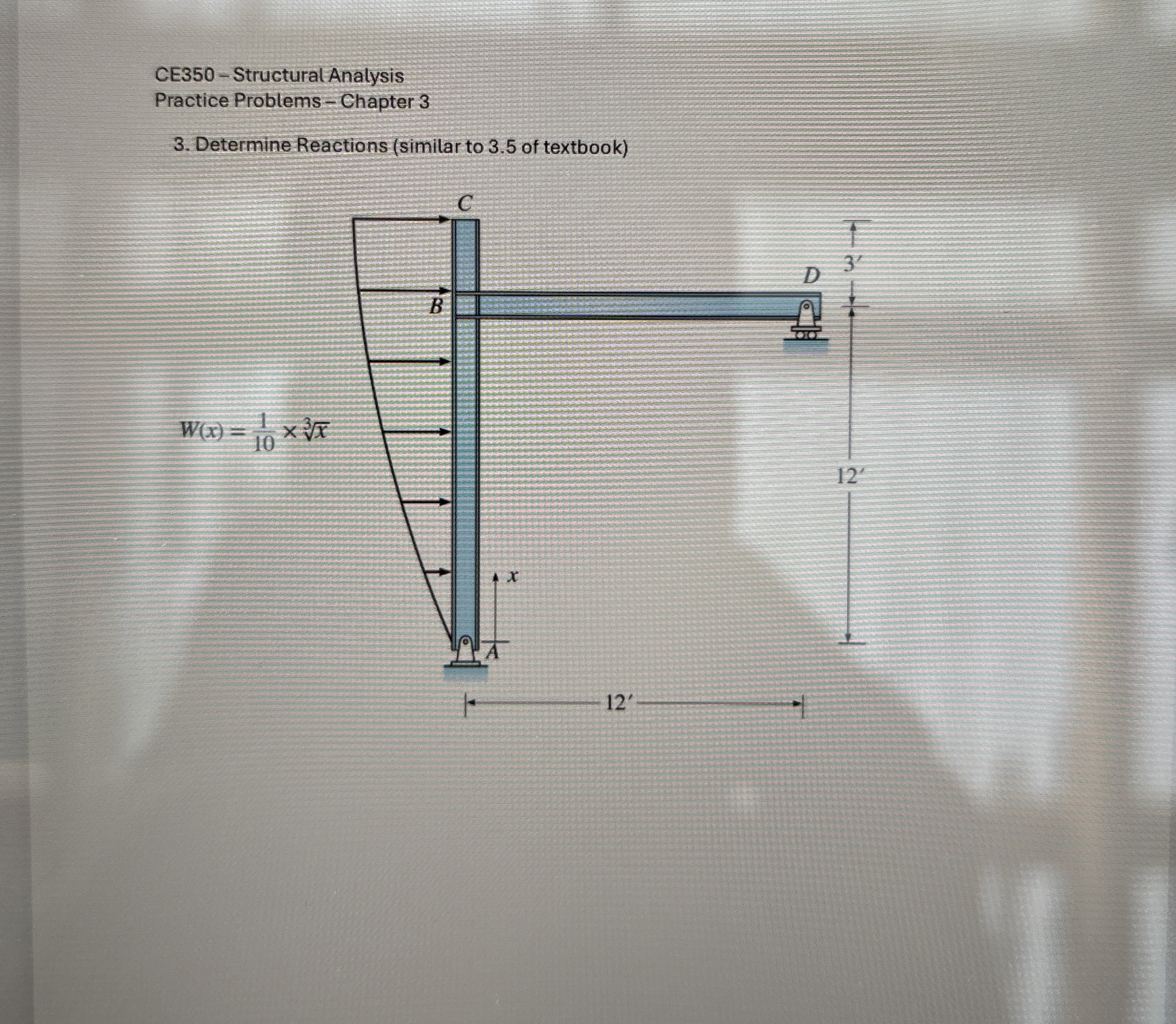 CE 3 5 0 - Structural Analysis Practice Problems