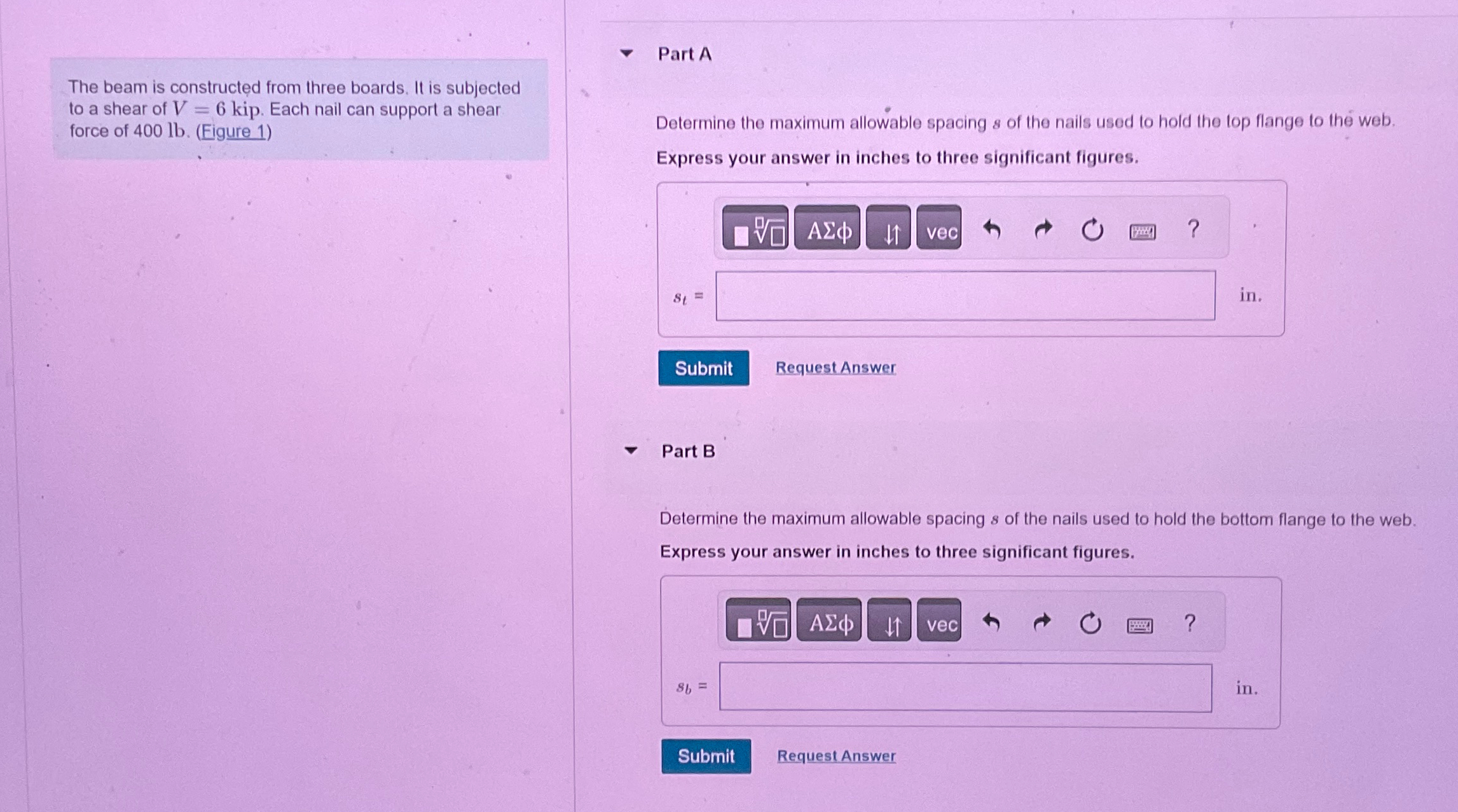 Part A The beam is constructed from three boards.