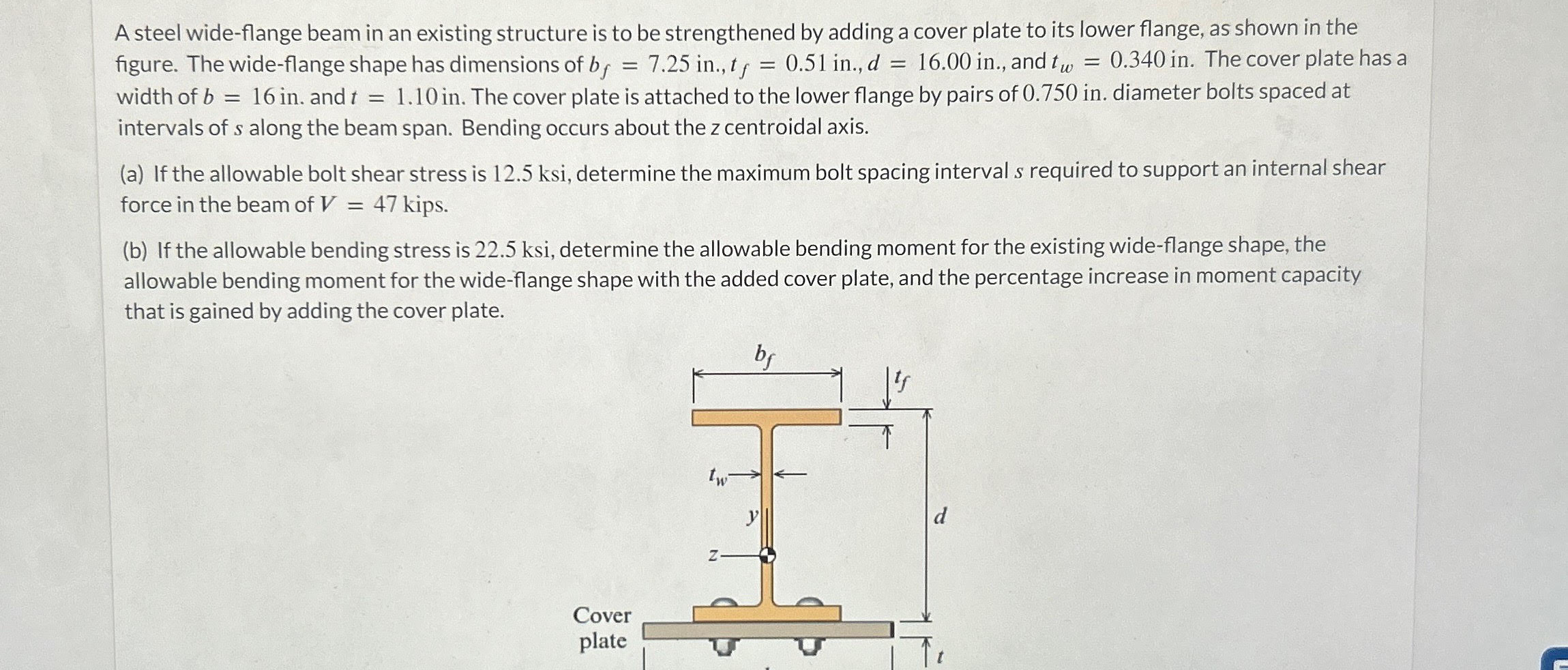A steel wide - flange beam in an existing