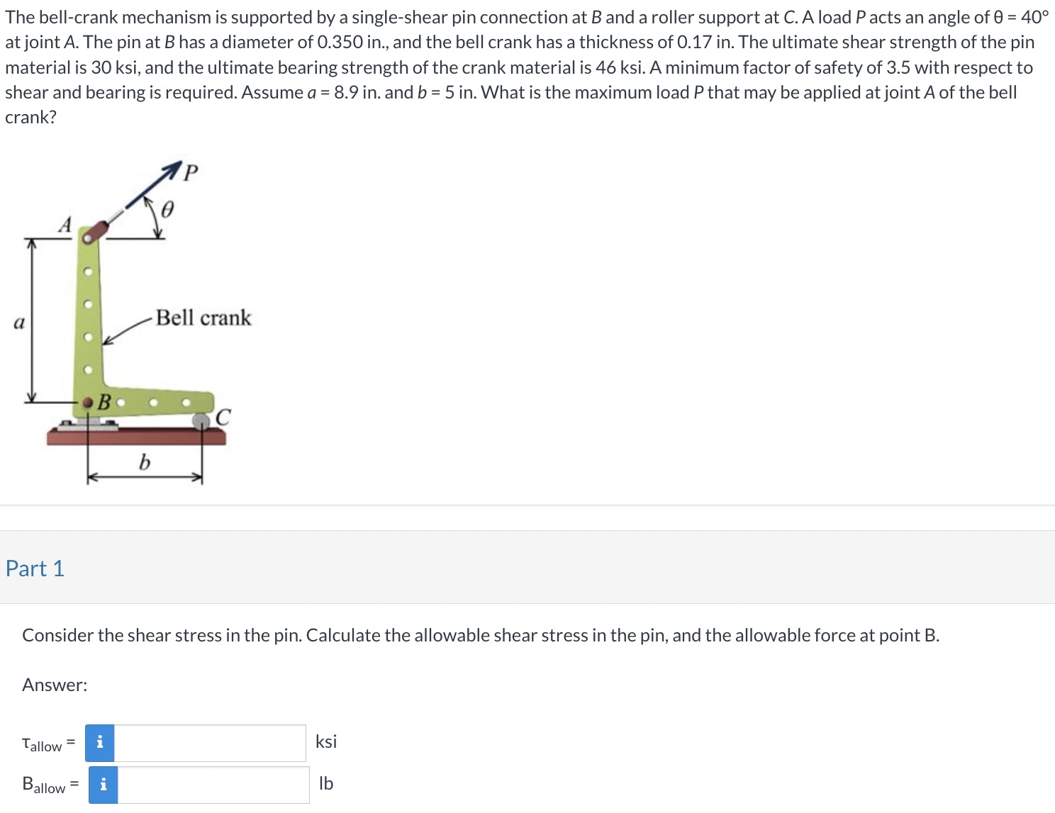 The bellThe bell - crank mechanism is supported