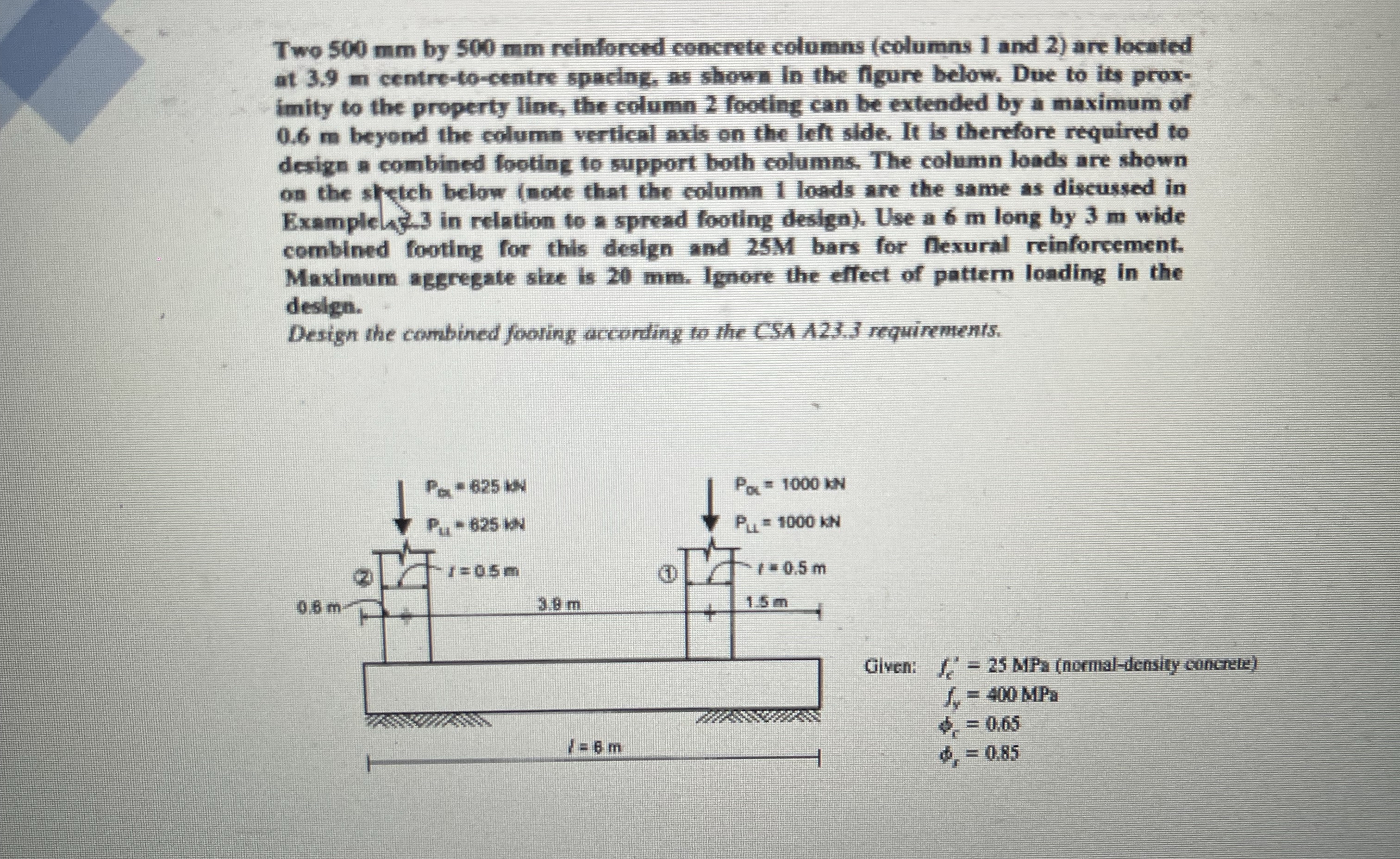 Two 5 0 0 m m by 5 0 0 m m reinforced concrete