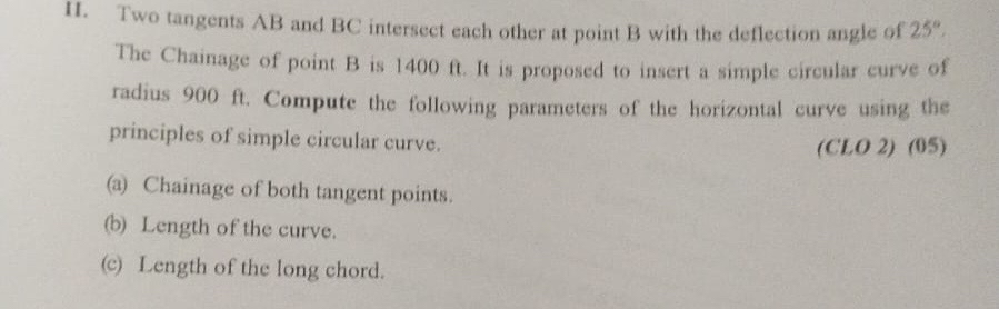 II . Two tangents A B and B C intersect each