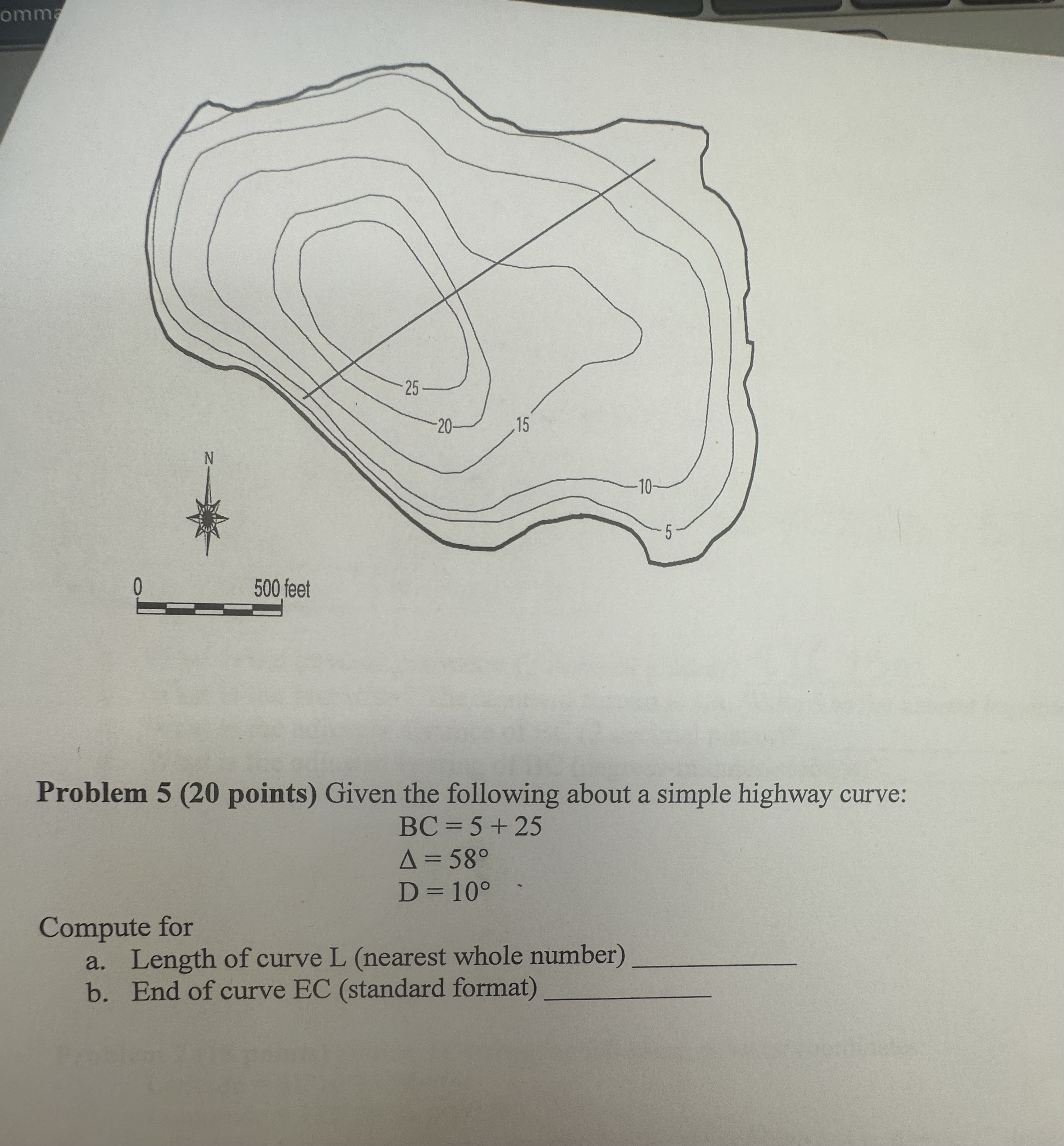 Problem 5 ( 2 0 points ) Given the following