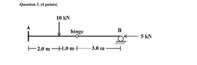 Question 3 . Draw the axial, shear, moment, and
