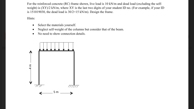 For the reinforced concrete ( RC ) frame shown,