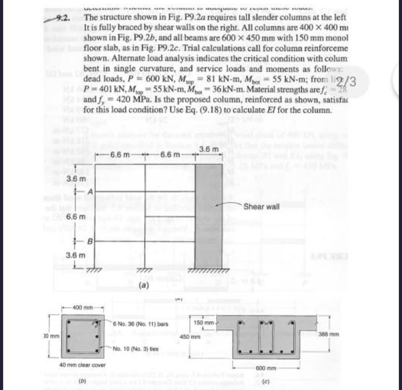 9 . 2 . The structure shown in Fig. P 9 . 2 a