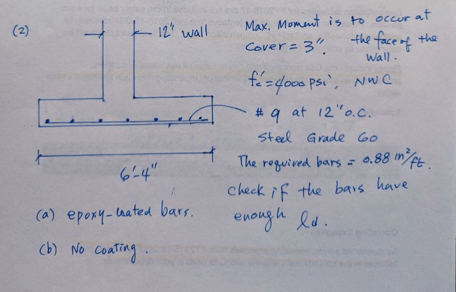 Max. Moment is to occur at cover = 3 ' ' . The