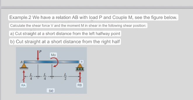 Example. 2 We have a relation AB with load P and