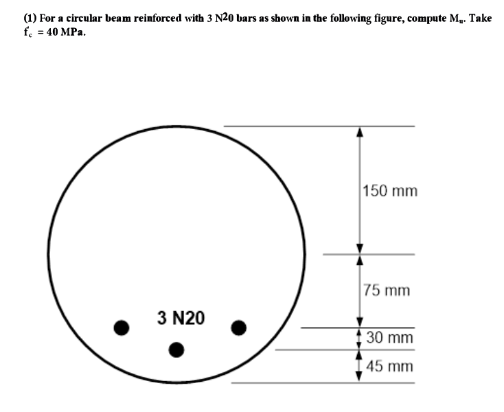 ( 1 ) For a circular beam reinforced with 3 N 2 0