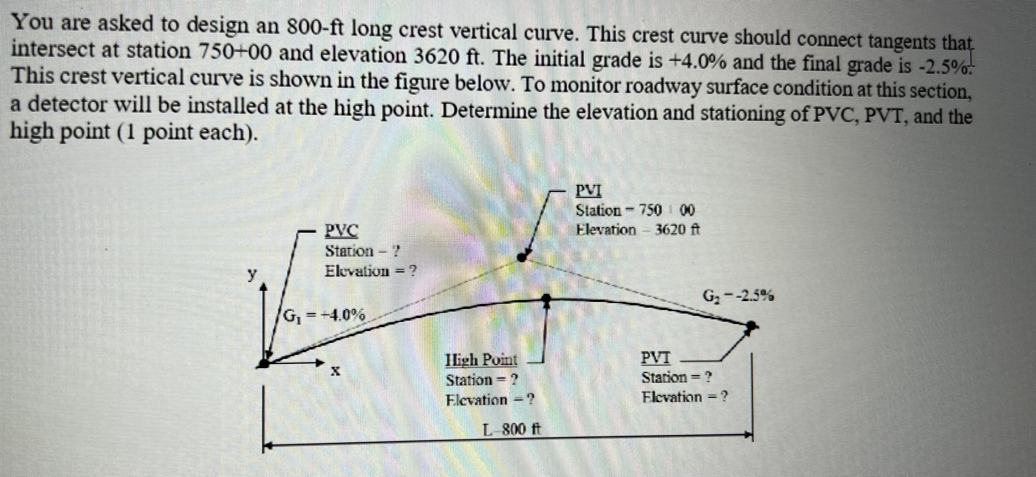 You are asked to design an 8 0 0 - ft long crest