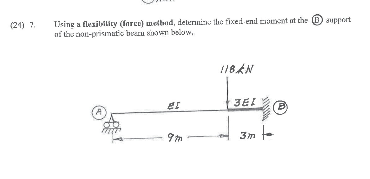 ( 2 4 ) 7 . Using a flexibility ( force ) method,