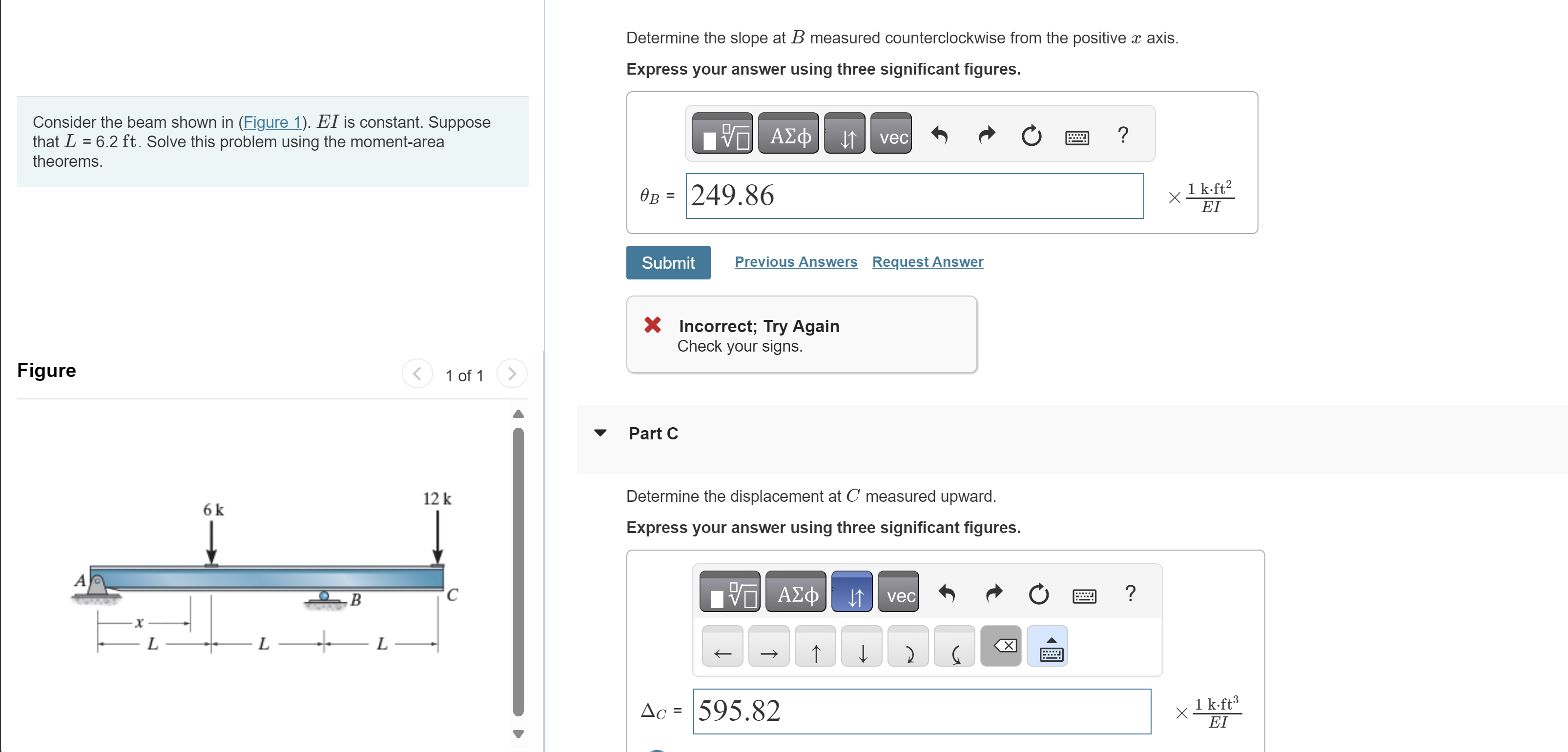 Determine the slope at B measured