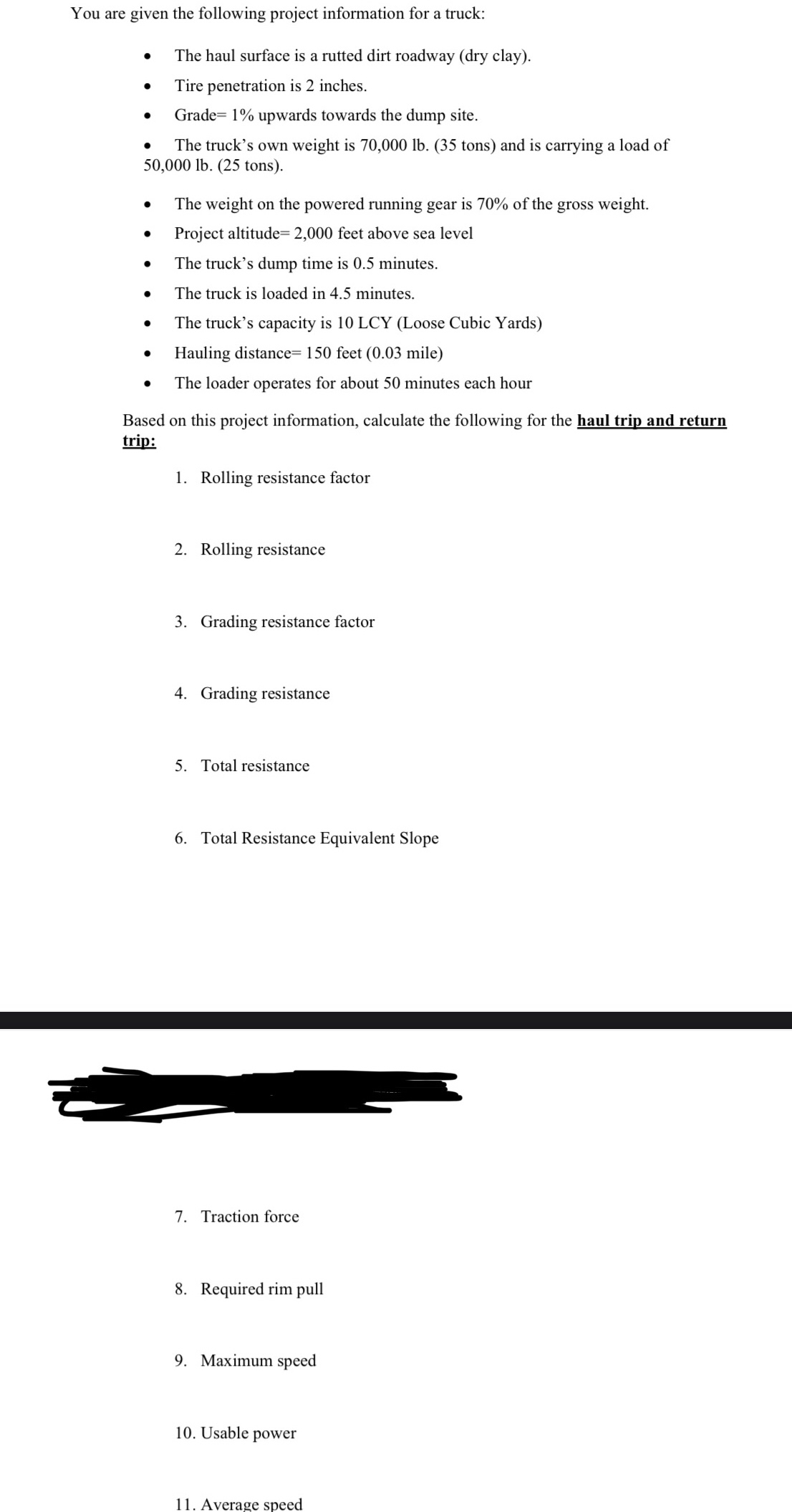 You are given the following project information