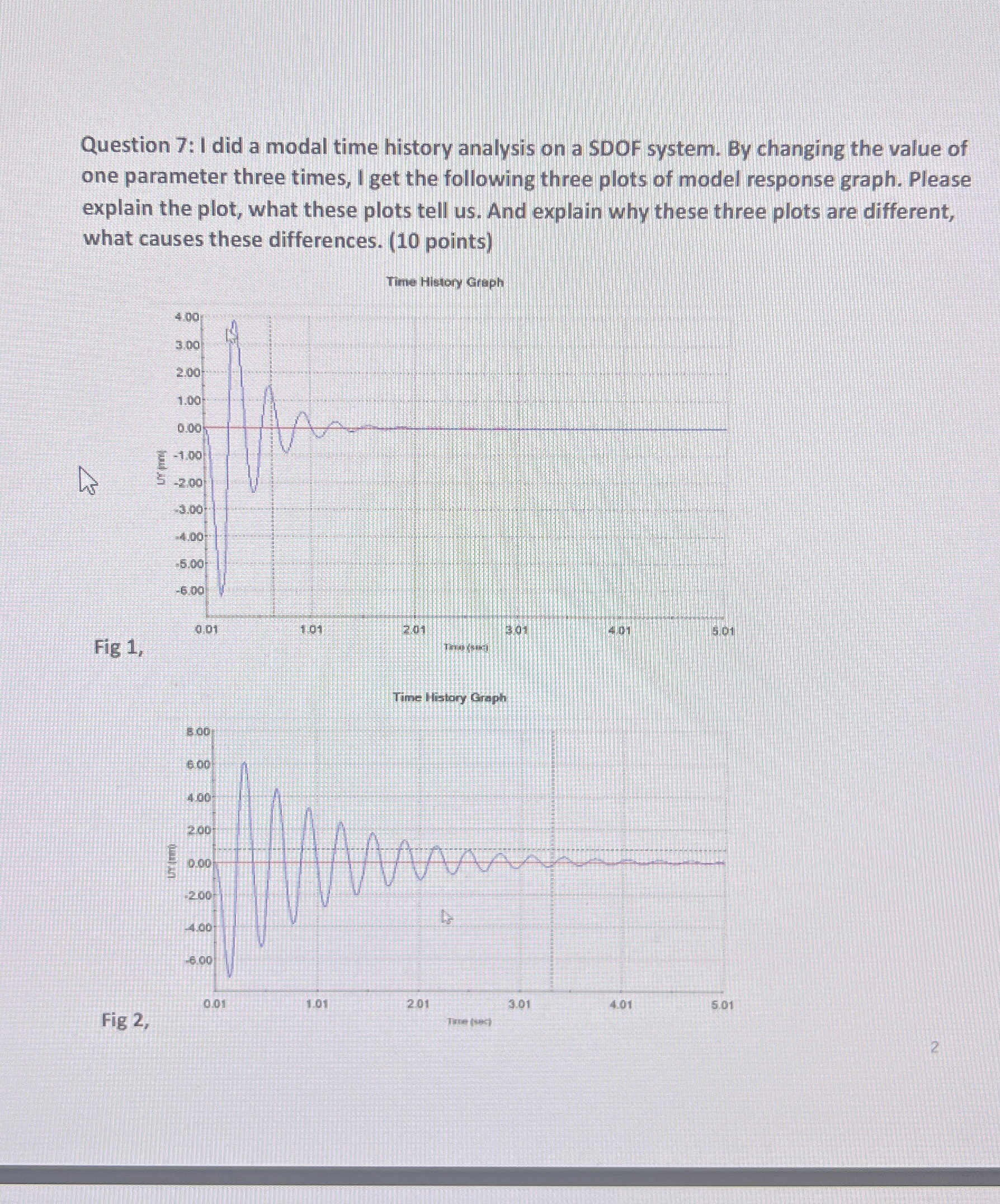 Question 7 : I did a modal time history analysis