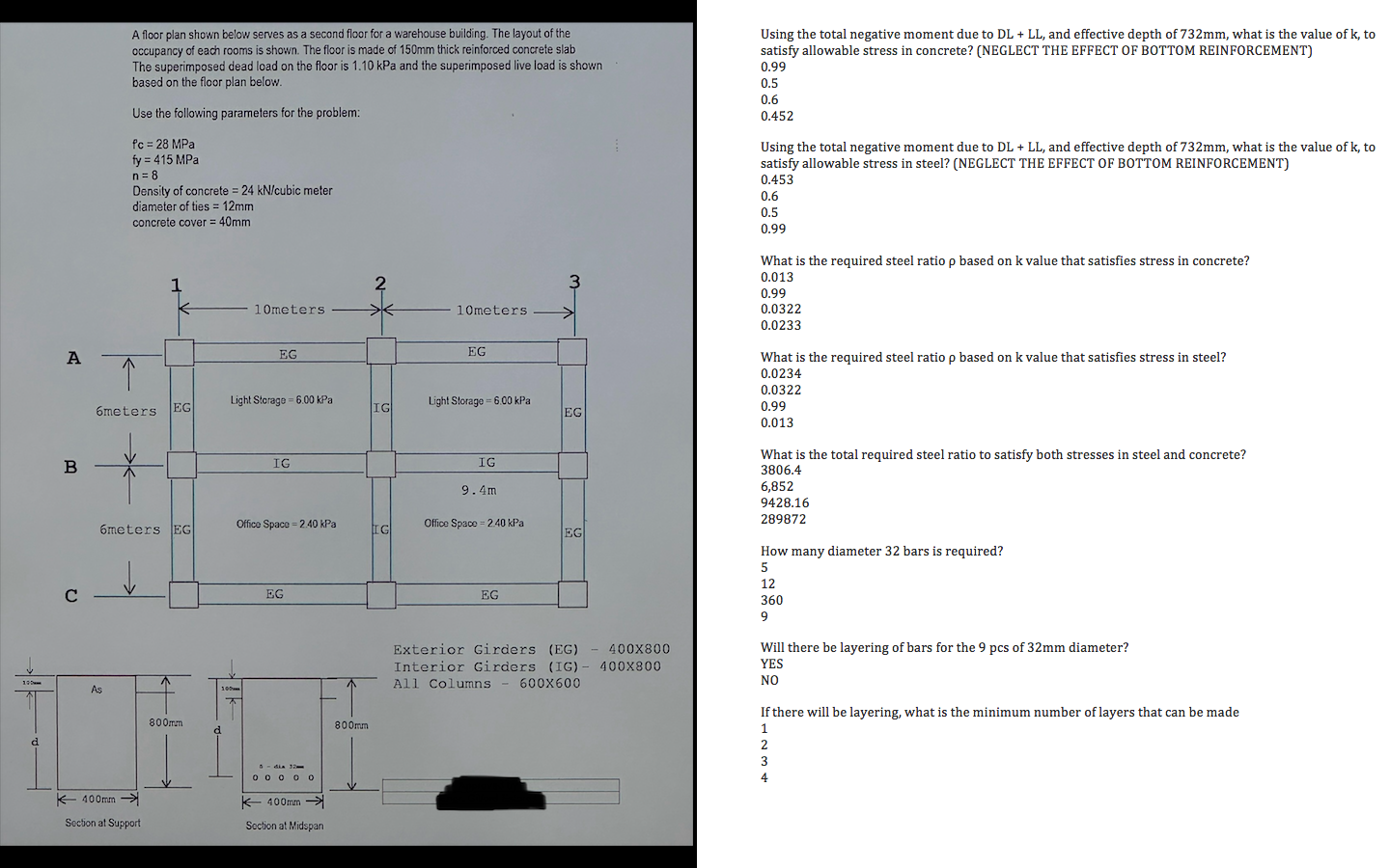 Using the total negative moment due to DL + LL ,