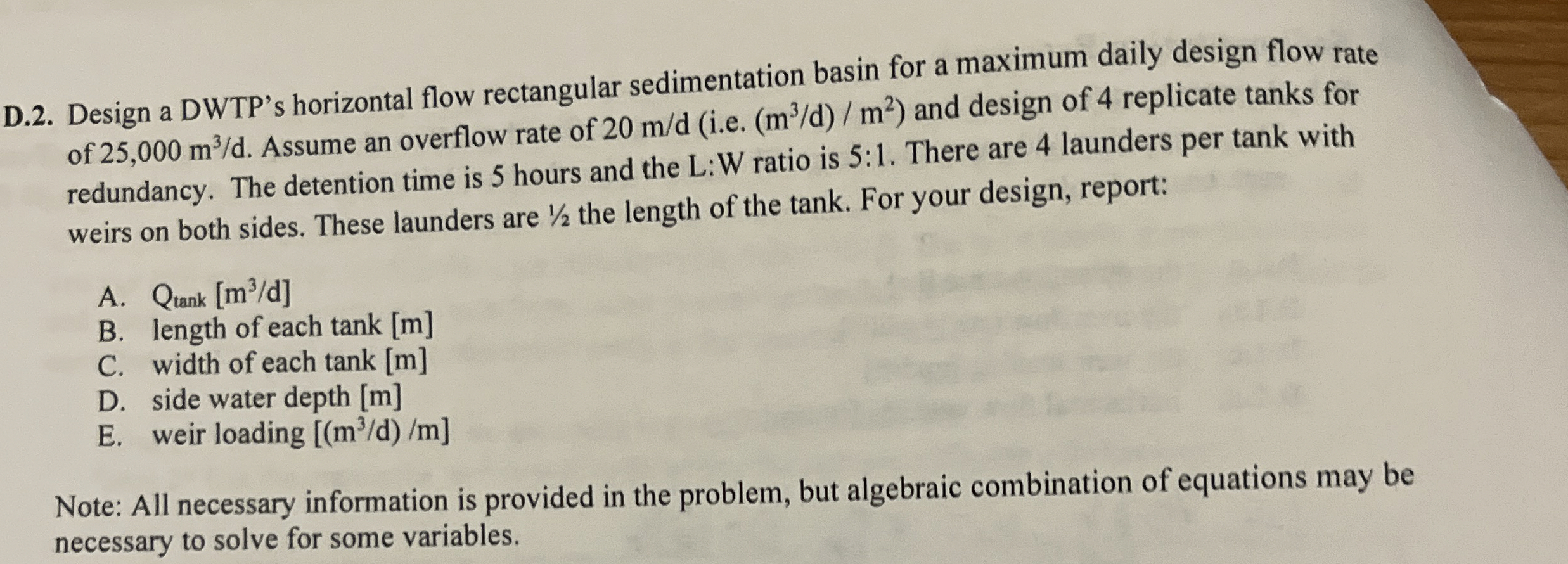 D . 2 . Design a DWTP ' s horizontal flow