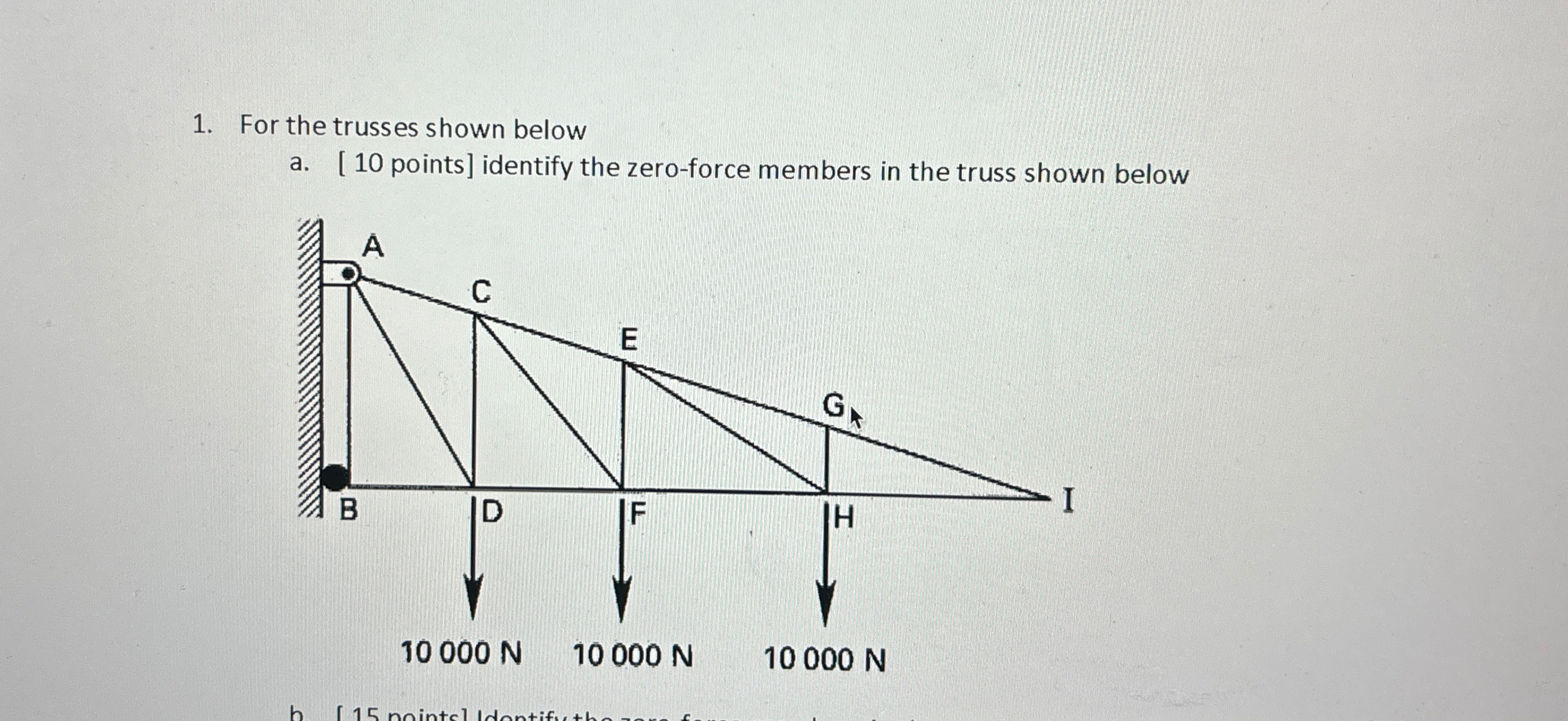 For the trusses shown below a . [ 1 0 points ]