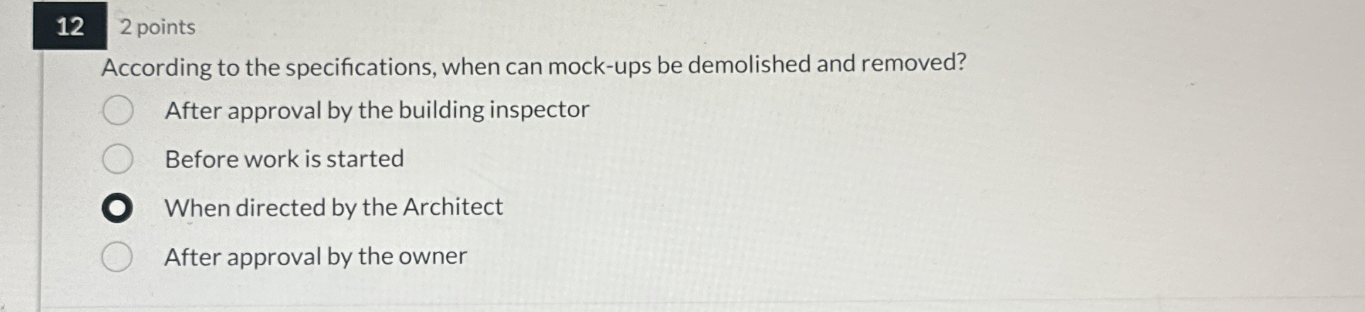 1 2 points According to the specifications, when