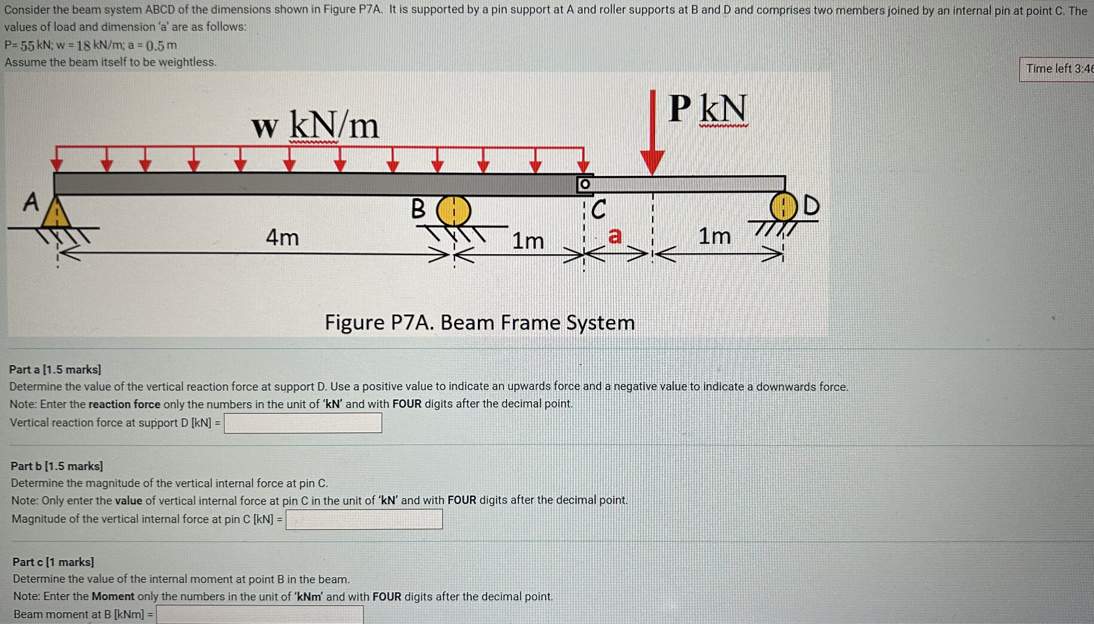 Consider the beam system ABCD of the dimensions