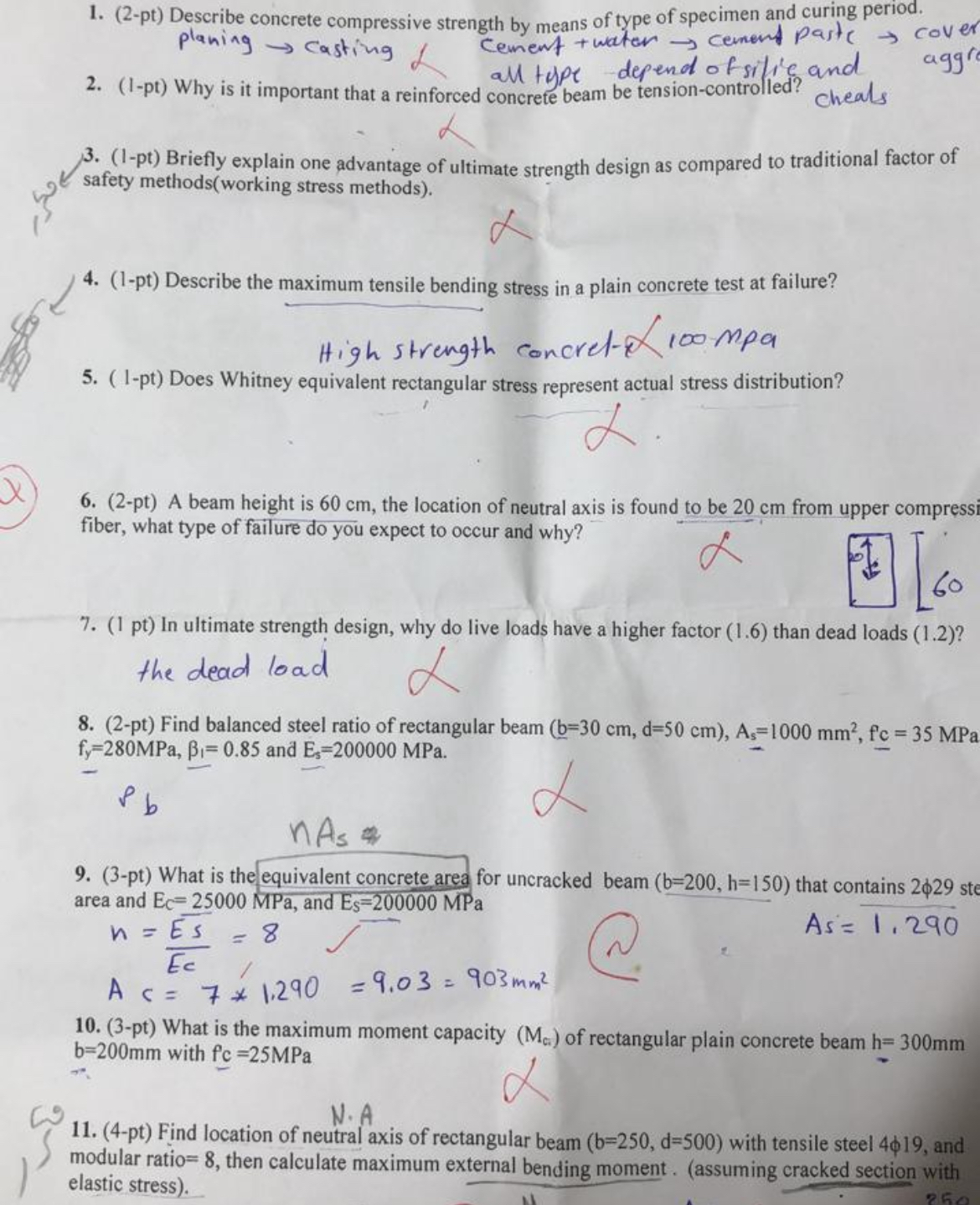 ( 2 - pt ) Describe concrete compressive strength