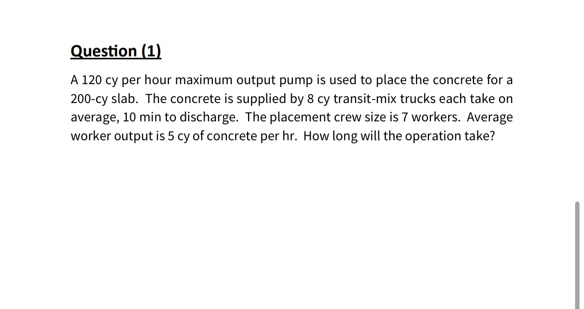 Question ( 1 ) A 1 2 0 cy per hour maximum output