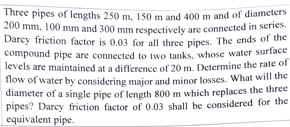 Three pipes of lengths 2 5 0 m , 1 5 0 m and 4 0