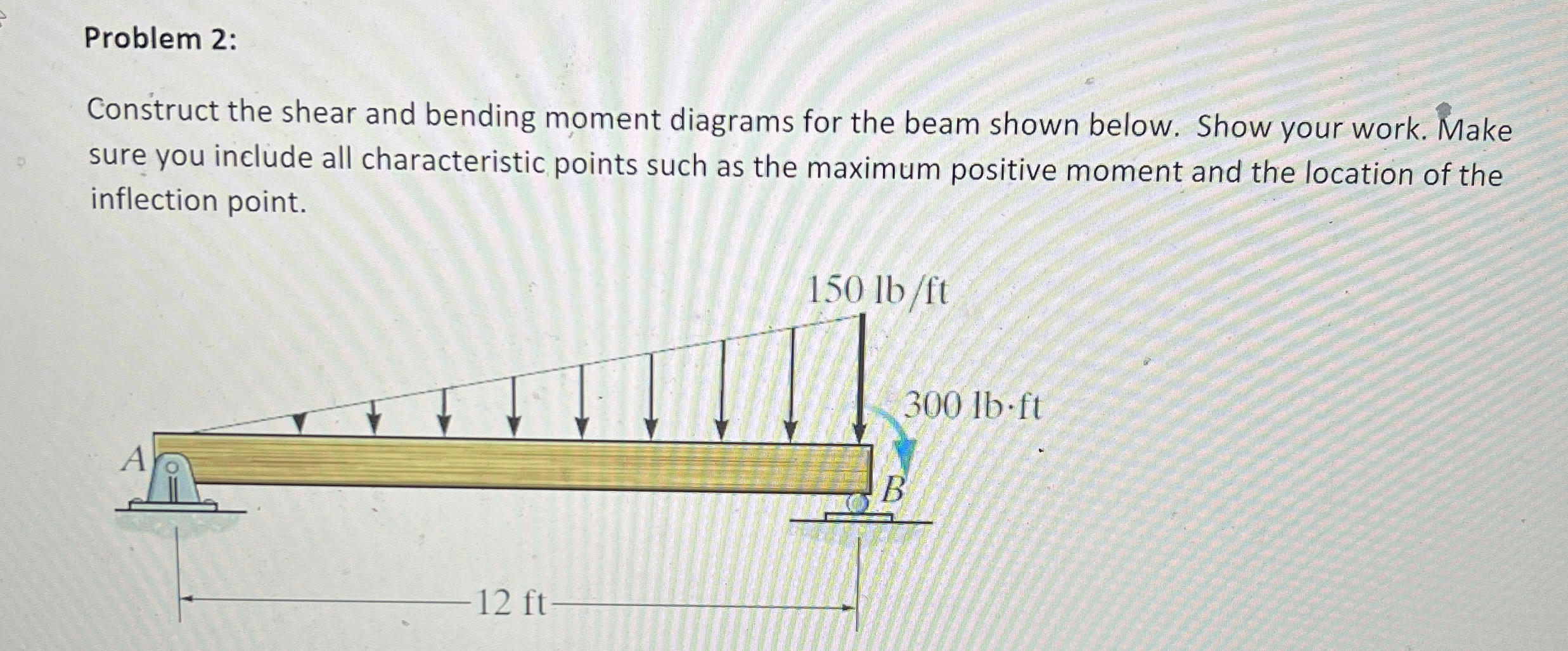Problem 2 : Construct the shear and bending