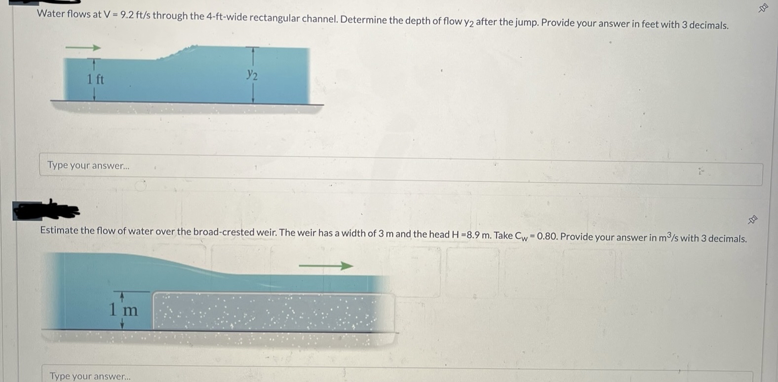Water flows at V = 9 . 2 f t s through the 4 - ft