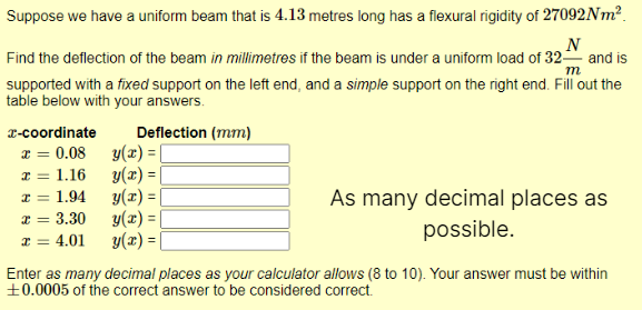 Suppose we have a uniform beam that is 4 . 1 3