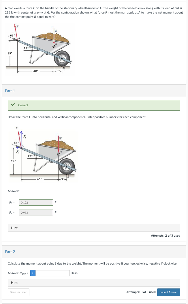 A man exerts a force F on the handle of the