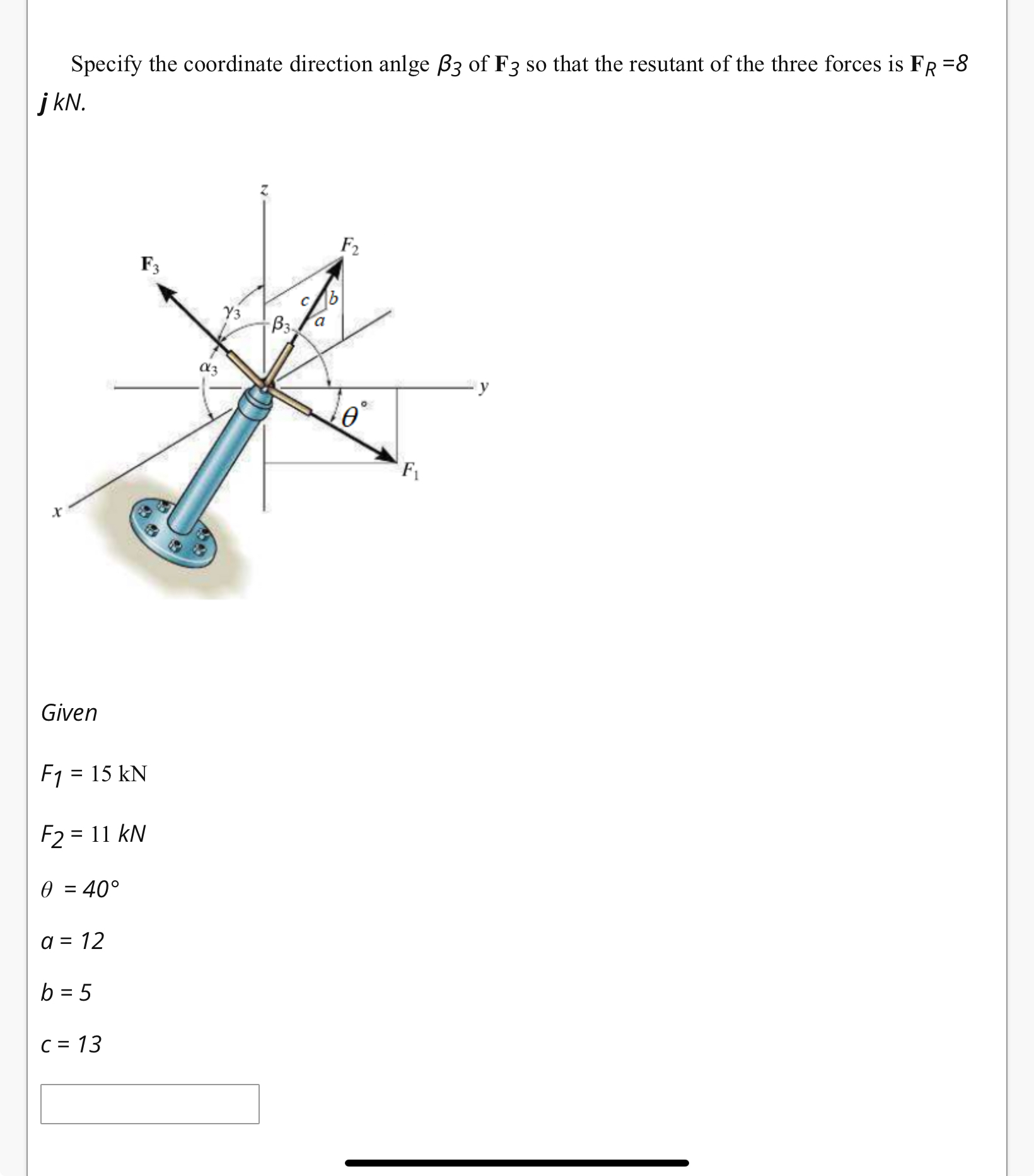 Specify the coordinate direction anlge 3 of F 3