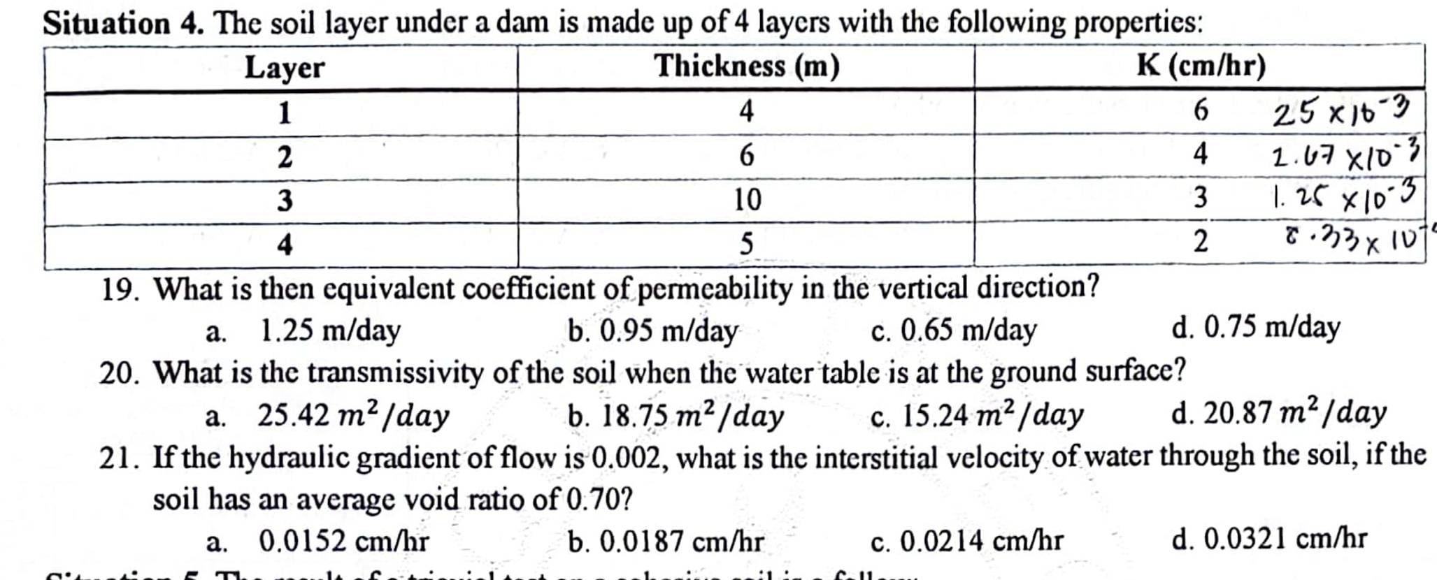 Situation 4 . The soil layer under a dam is made