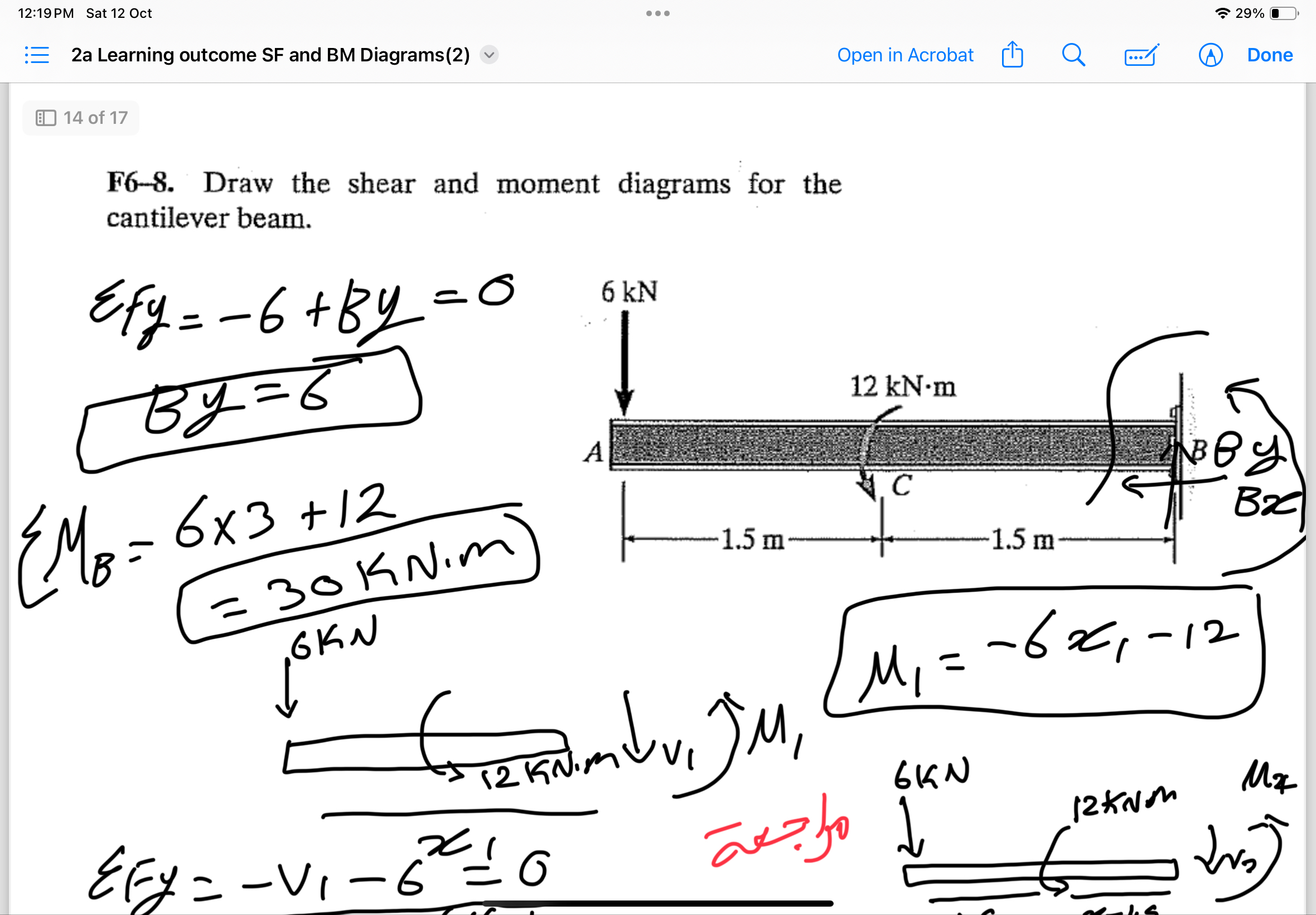 F 6 - 8 . Draw the shear and moment diagrams for