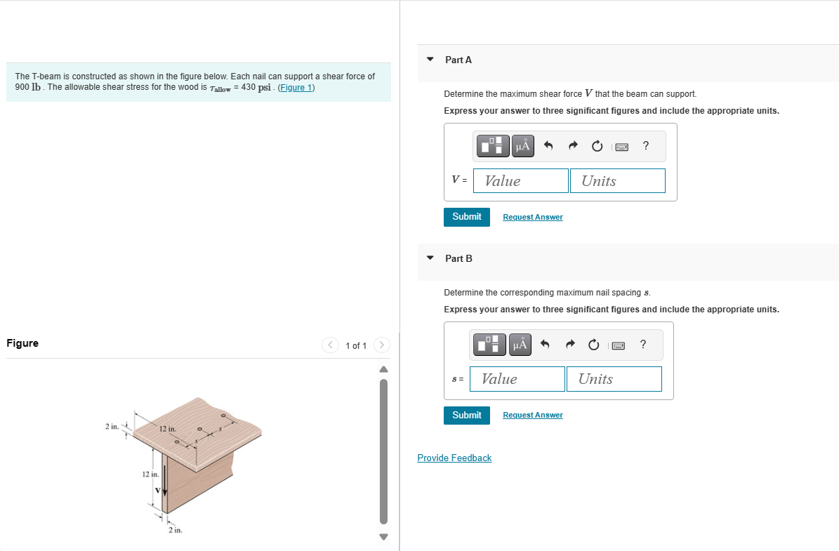 The T - beam is constructed as shown in the