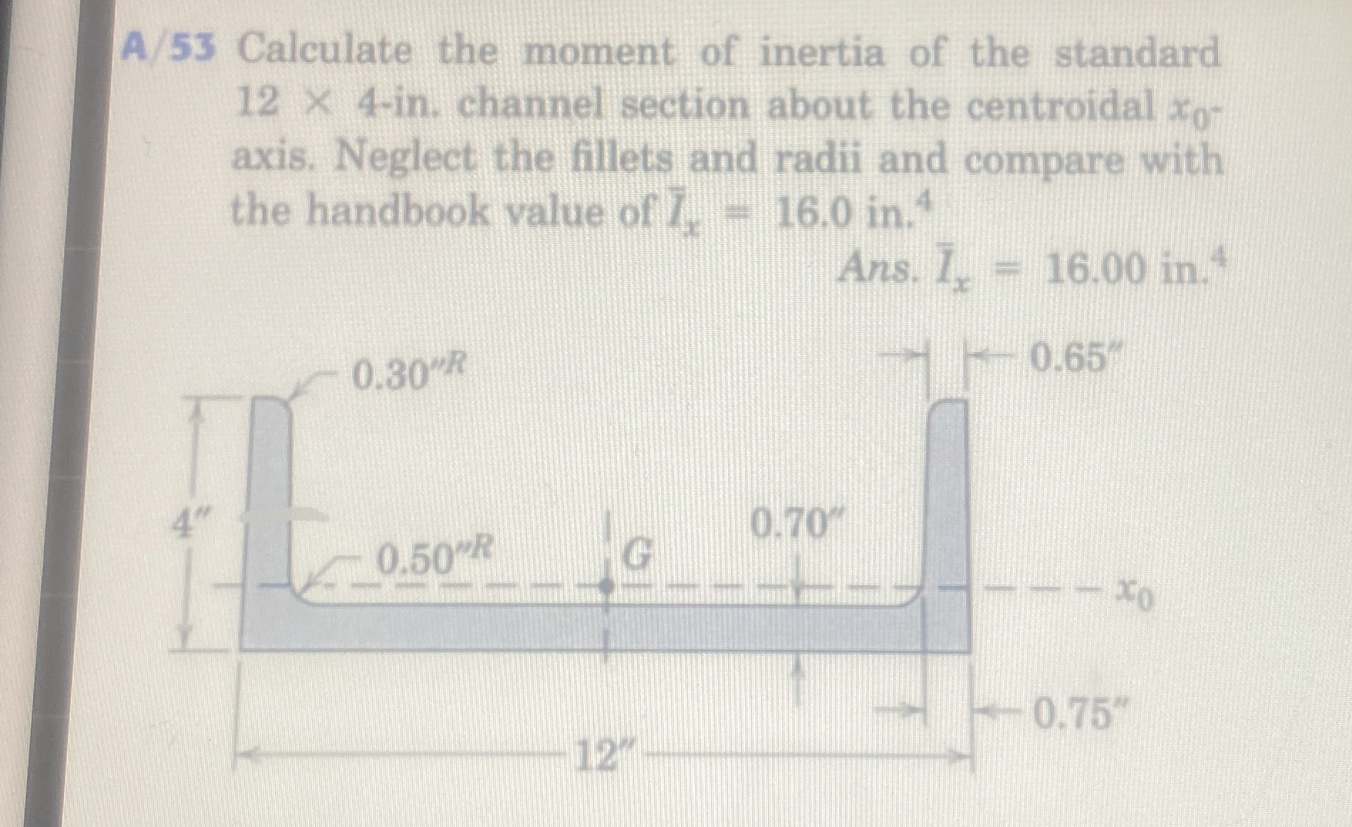 A / 5 3 Calculate the moment of inertia of the