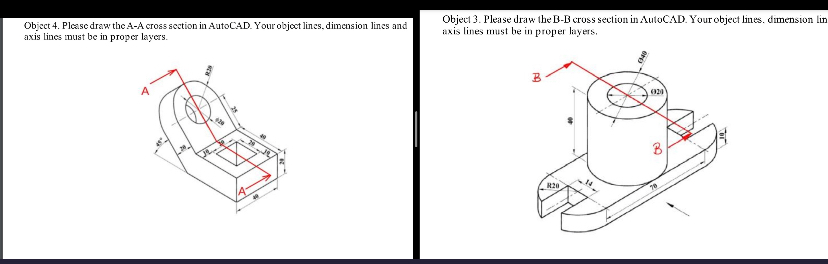 Object 4 . Please draw the A - A cross section in