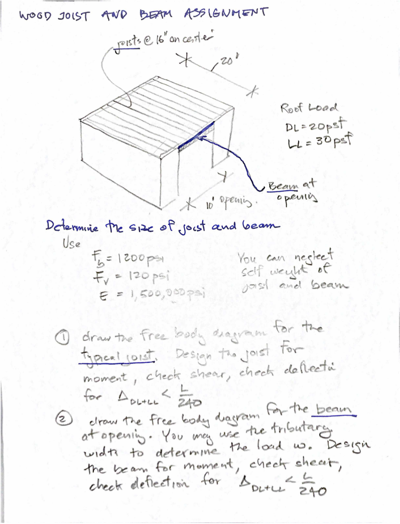 WOOD JOIST AND BEAM ASSIGNMENT poistse 1 6 ' '