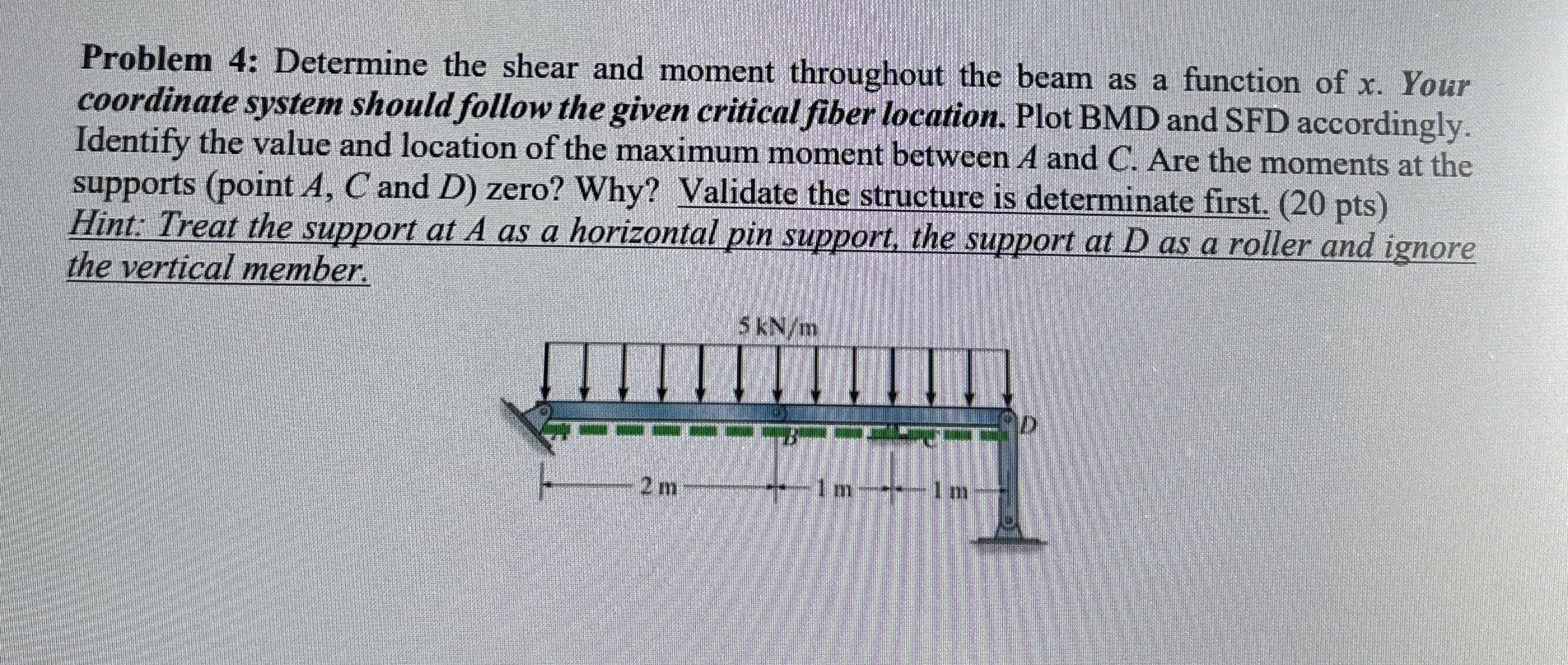 Problem 4 : Determine the shear and moment