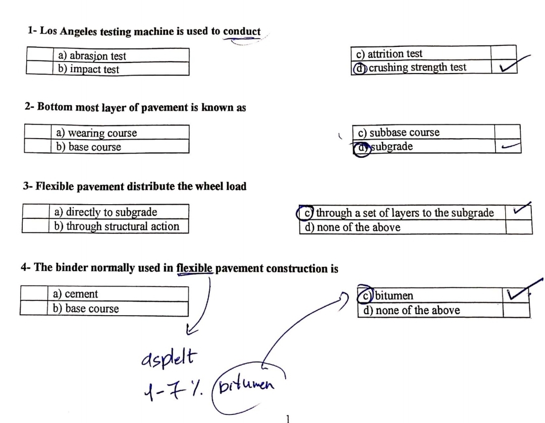 1 - Los Angeles testing machine is used to