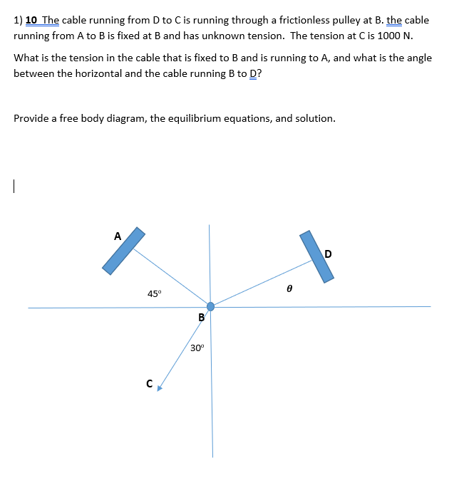 1 ) 1 0 The cable running from \ ( D \ ) to \ ( C