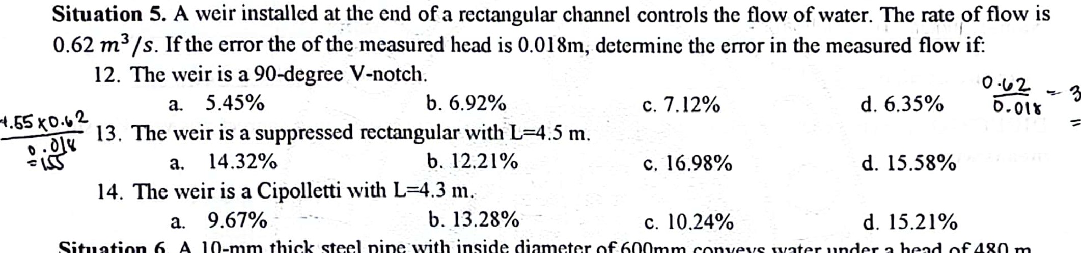 Situation 5 . A weir installed at the end of a