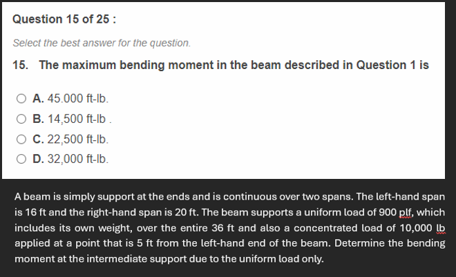 Question 1 5 of 2 5 : Select the best answer for