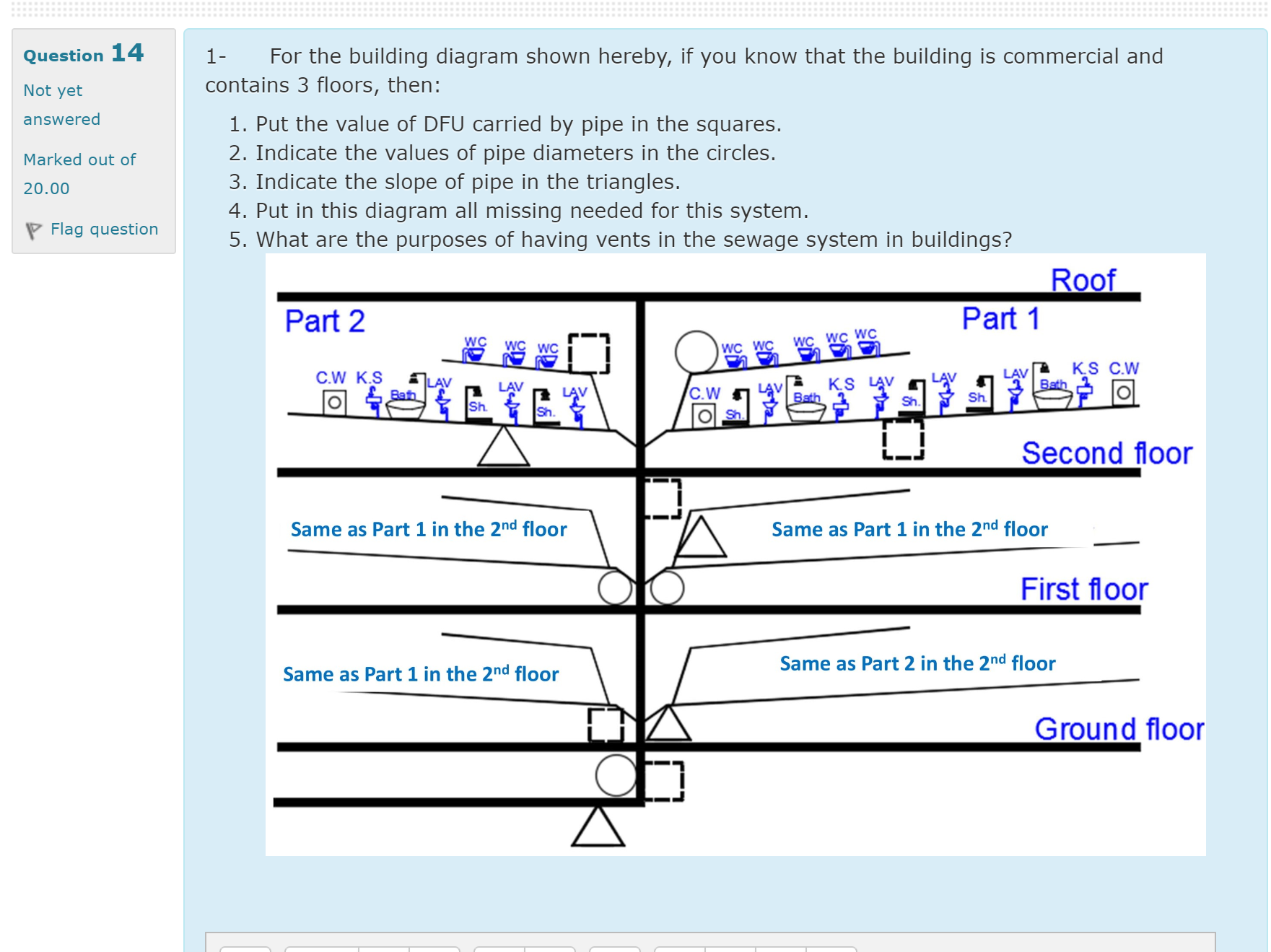 1 - For the building diagram shown hereby, if you