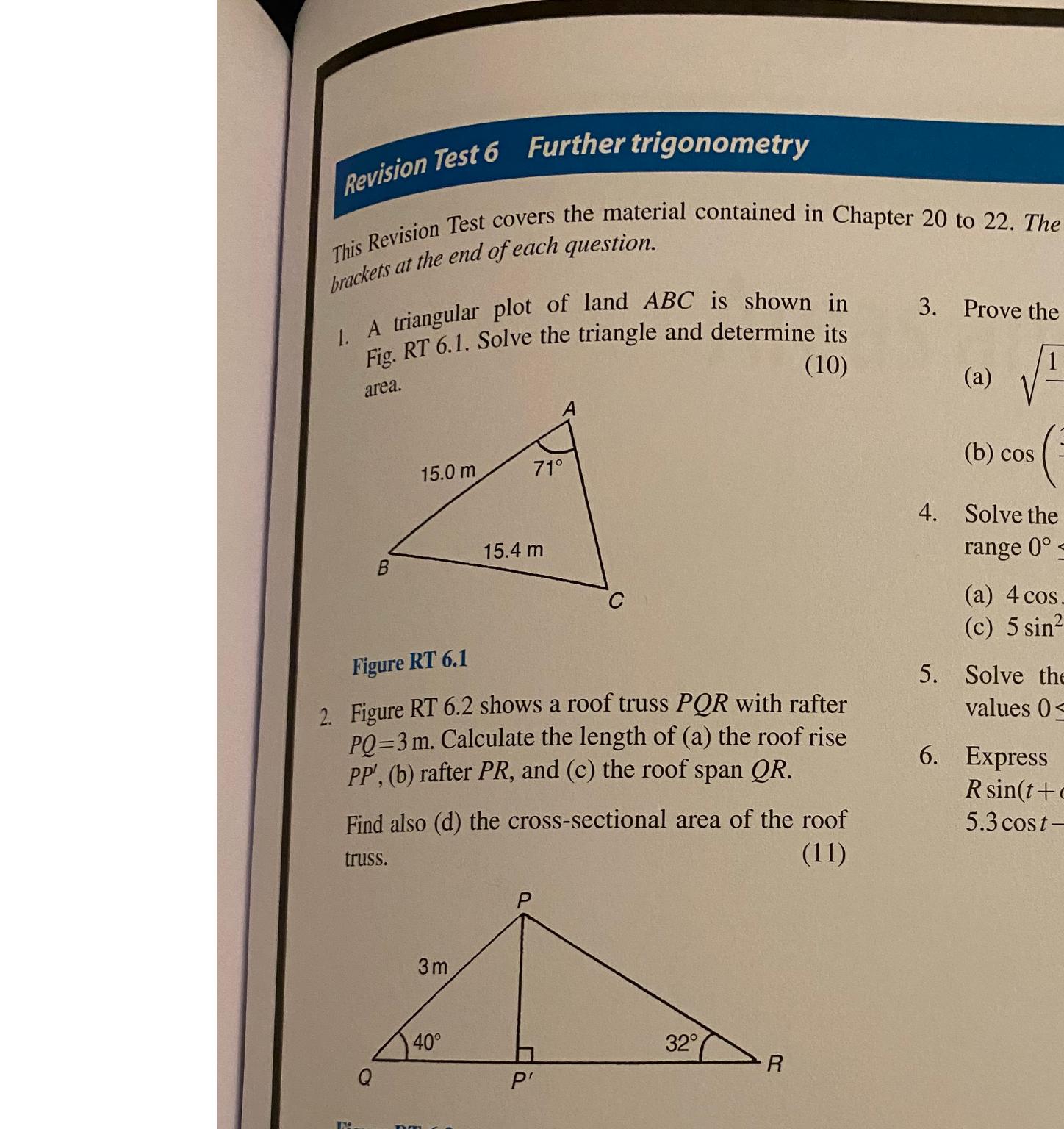 Revision Test 6 Further trigonometry This