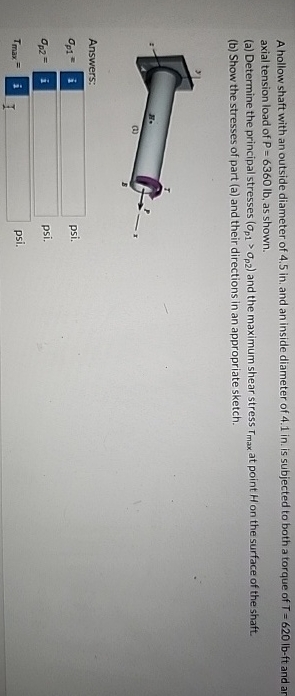 A hollow shaft with an outside diameter of 4 . 5