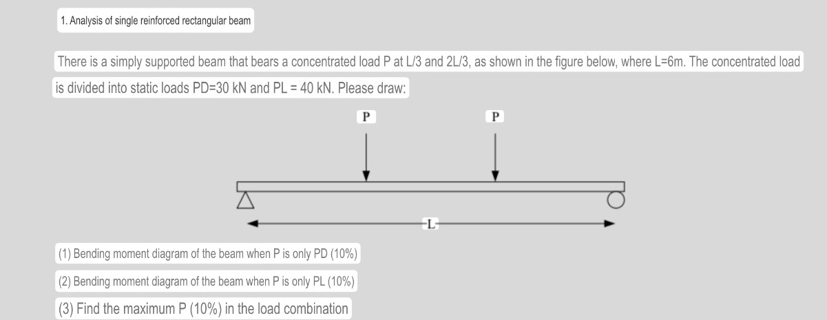 Analysis of single reinforced rectangular beam